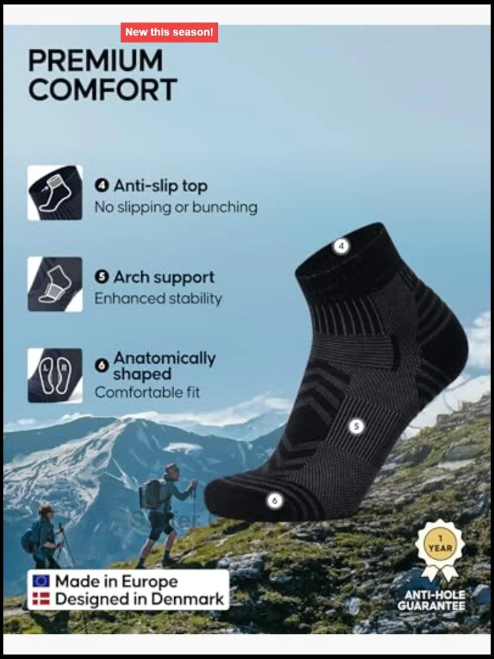 Merino Wool Low-Cut Hiking Socks – Breathable Ankle Socks 3-Pack